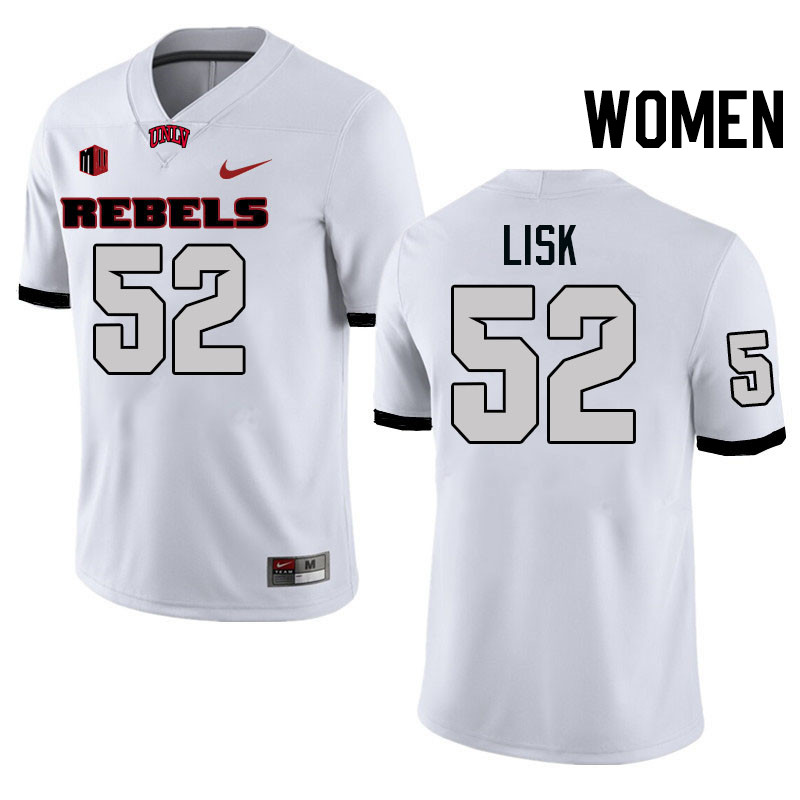 Women #52 Ben Lisk UNLV Rebels College Football Jerseys Stitched-White